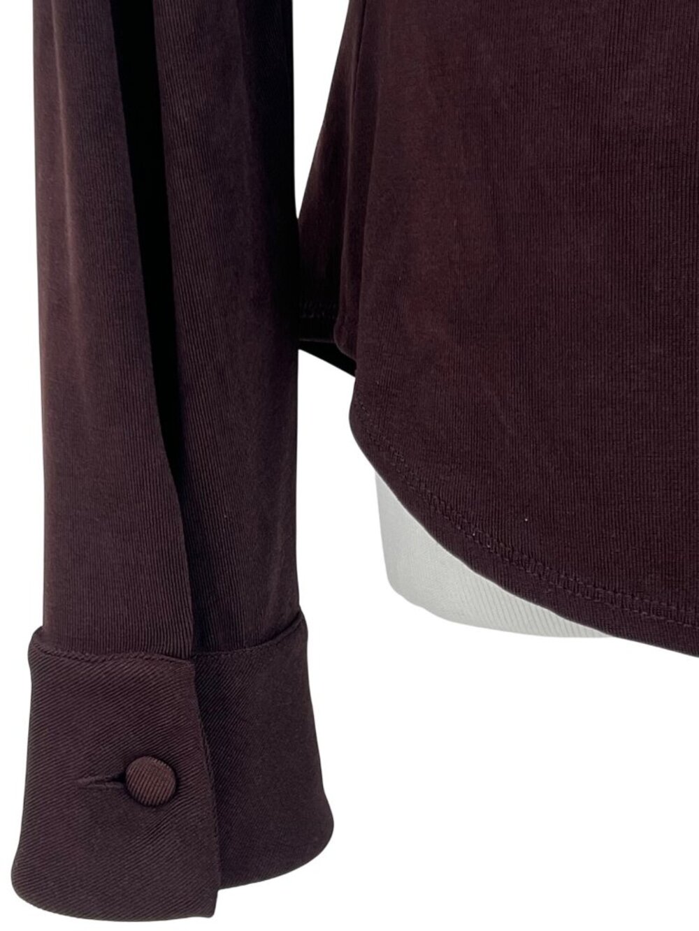 VTG Armani Oxblood Button-Up Top 10 | Office Siren Femme Fatale Quiet Luxury Y2K - Picture 4 of 13